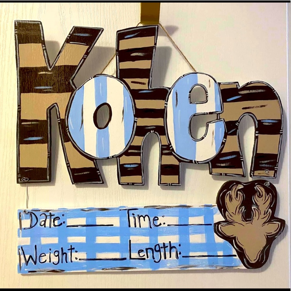 Baby name hospital door hangers customizable